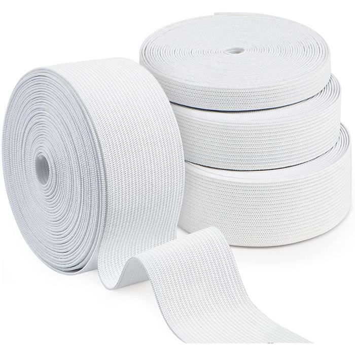 Ruban Élastique 5 Mm à Coudre - 100 M Blanc, Polyester/Latex, Pour Vêtements Et Artisanat