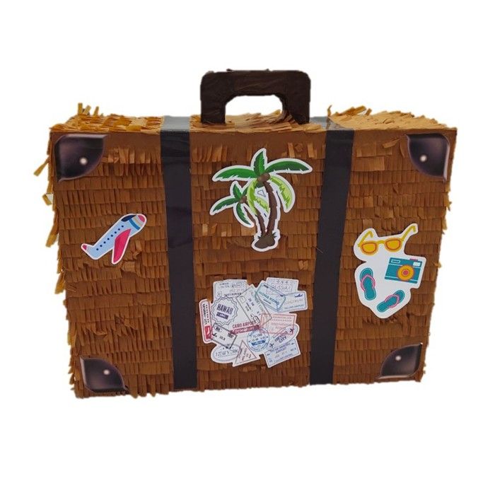 PIÑATA À CASSER VALISE BAGAGE VOYAGE 40X35X10CM  Marron Chocolat