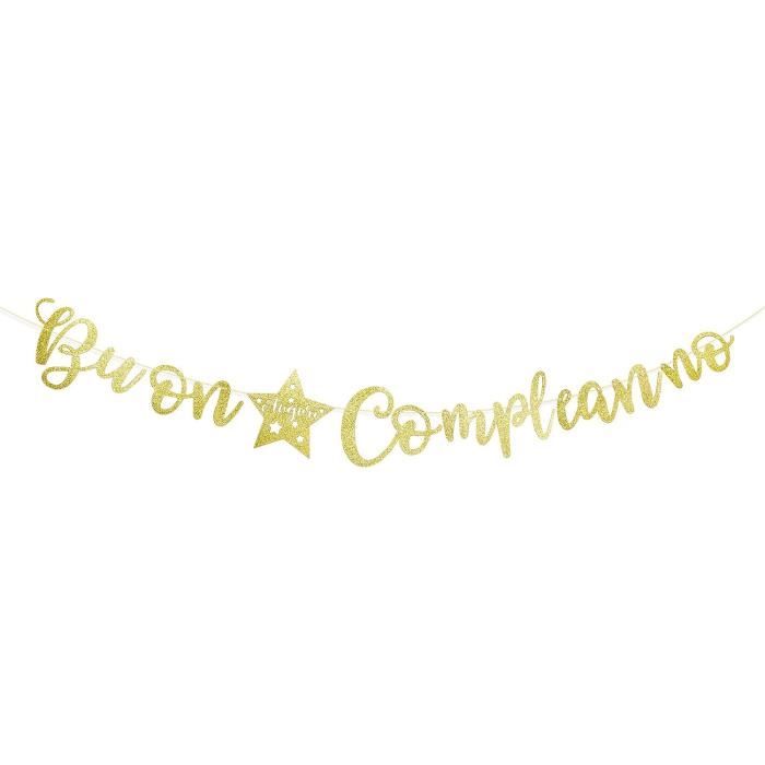 Bannière Anniversaire Buon Compleanno - Guirlande Décorative Italienne 1,3 à 2,2 M, Avec Corde Et Aiguille, Fêtes Et Célébrations - 12
