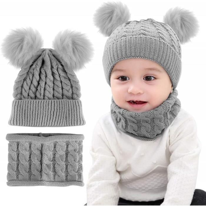 Echarpe De Bonnet Hiver Bonnet Bebe Fille Hiver Pompom 0 24 Mois Tricotes Bonnet Echarpe Ensemble Enfants u3227 Cdiscount Pret a Porter