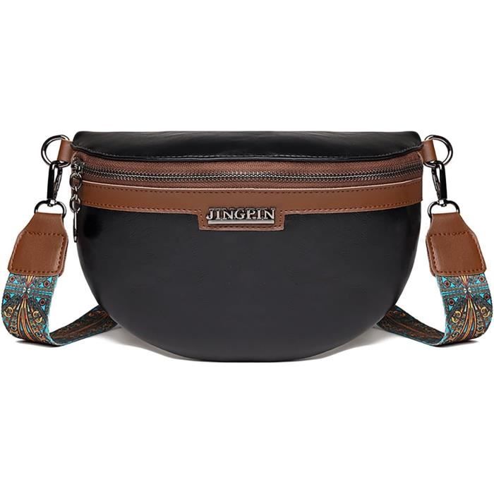 Sac Banane Femme Noir YISUOHOOM - Petit Sac Bandoulière Main - Pochette Téléphone Avec Fente Carte