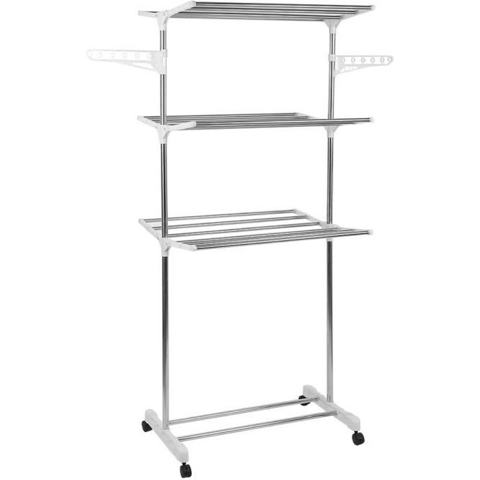 Etendoir à Linge A Roulettes Meuble Pliable Séchoir Vêtement Spécial