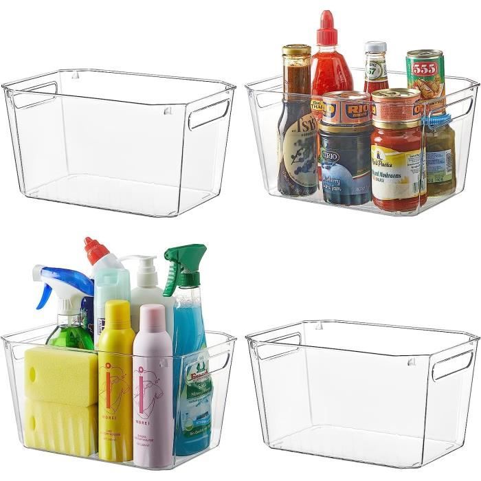 Bacs De Rangement En Plastique Avec Poignées - Taille S/M - Polyvalents Pour Maison, Bureau, Salle De Bain