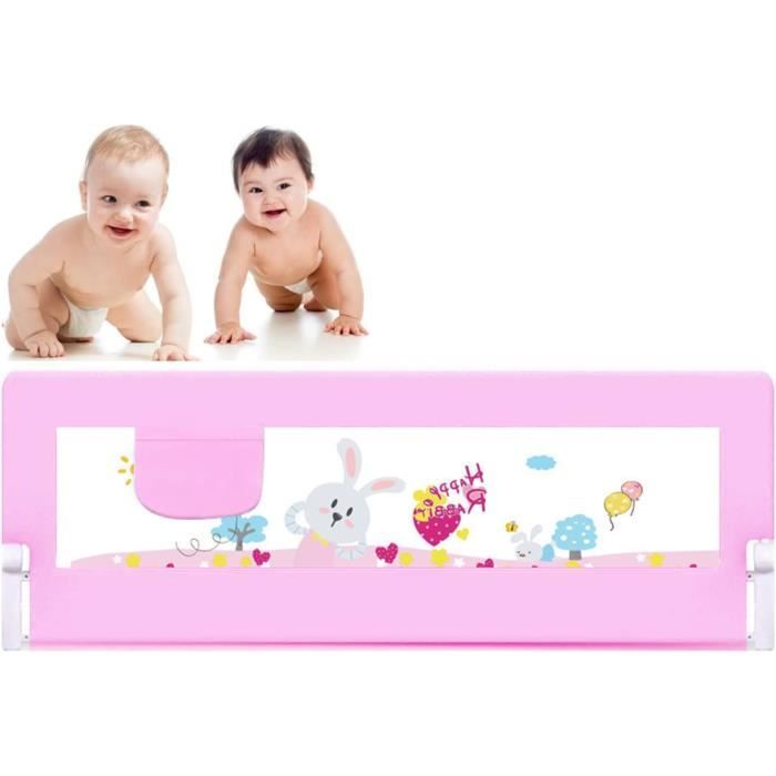 Barrière De Lit OHMG Pour Enfant - Sécurité Réglable En Hauteur, Maille Respirante Noir (150x70x26cm)