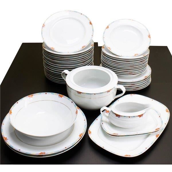Brigtviee Service de Table en Porcelaine, Service de Vaisselle en  Porcelaine pour 4-8 Personnes, Service de Table Complet avec Assiettes  Plates