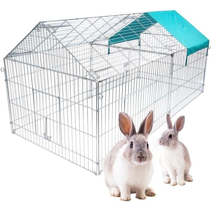 Comparer les prix de EUGAD Parc enclos pour chiens, Parc enclos extérieur avec 3 portes, Enclos-clôture en métal avec couvercle,220x103x85cm