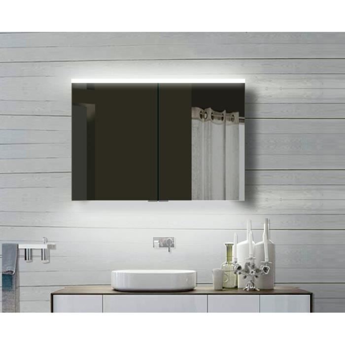 Armoire De Toilette Avec Led Et Cadre En Aluminium 100x70cm