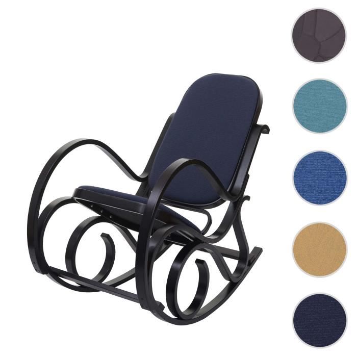 fauteuil à bascule m41 - bois massif - aspect noyer - tissu gris anthracite