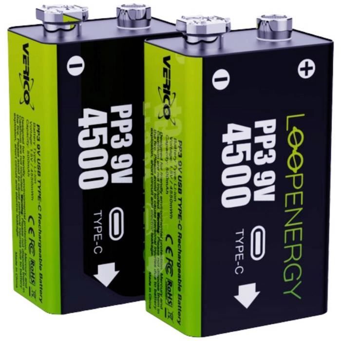 Verico LoopEnergy USB-C Pile rechargeable 6LR61 (9V) Li-Ion 500 mAh 7.4 V 2  pc(s) - Cdiscount Jeux - Jouets