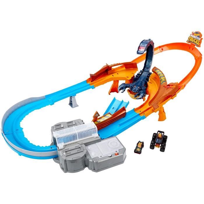 VEHICULE POUR CIRCUIT MINIATURE Hot Wheels Monster Trucks coffret 2-en-1  circuit de course Scorpion Géant avec petite voit100 - Cdiscount Jeux -  Jouets