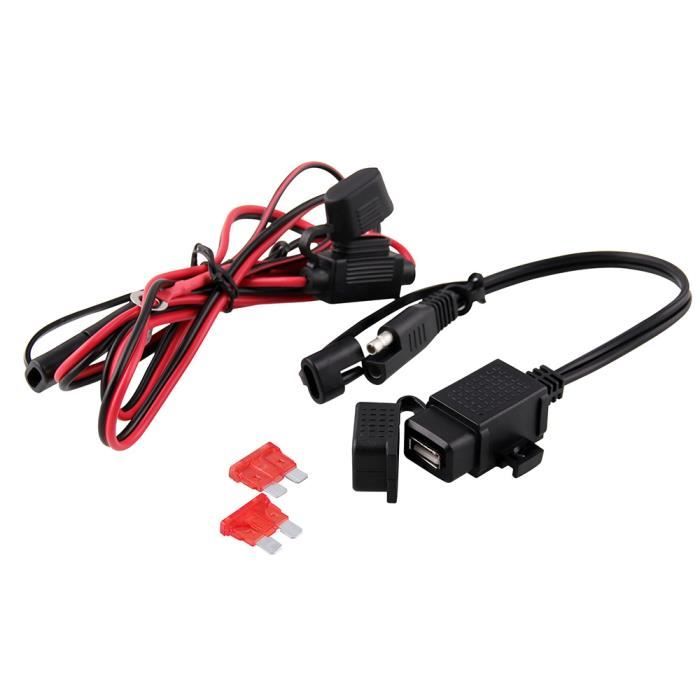 Adaptateur Chargeur USB Pour Moto 12V - Double Port, Boussole Incluse, Noir