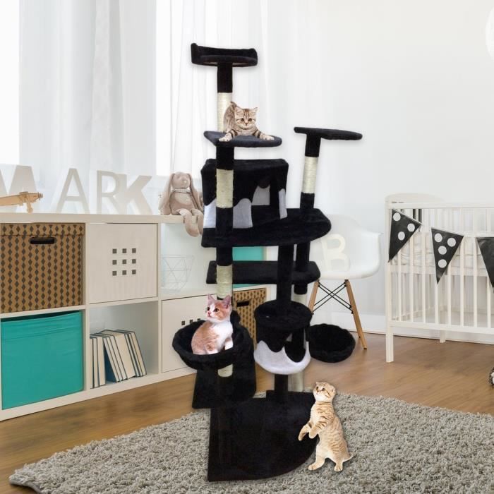 TecTake Arbre à chat griffoir grattoir sisal hamac hauteur 201 cm 