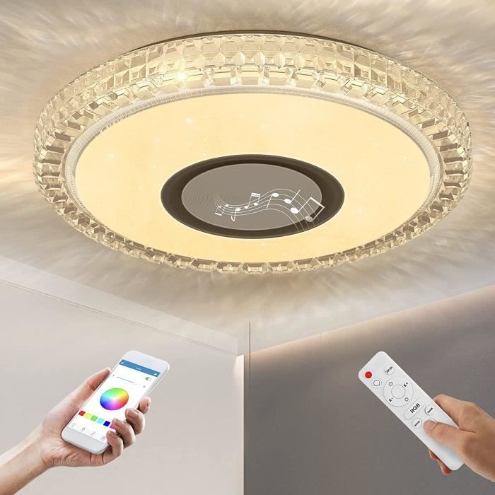 Plafonnier LED bluetooth 256 RGB Musique Speeker Dimmable Lampe Remote Home  APP + Télécommande 40cm 150W 