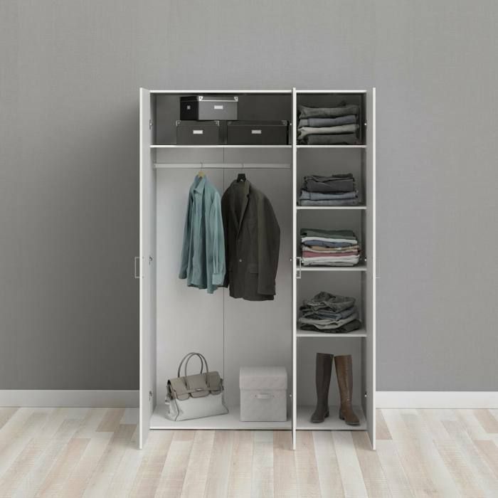 Dmora - Armoire 3 portes Danielle 115x49h175 cm Blanc Panneau effet bois Dmora - Armoire 3 portes Danielle 115x49h175 cm Blanc Panneau effet bois