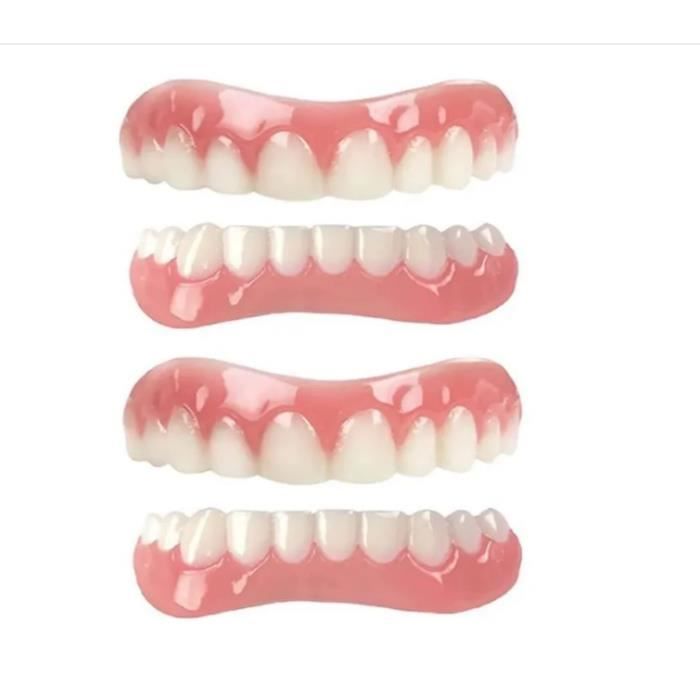 Immédiat Prothèses Dentaires Cosmétiques Silicone Dentier Haut Et Bas Sourire Parfait Dentier, pour Homme Et Femme Amovible 2 Pairs