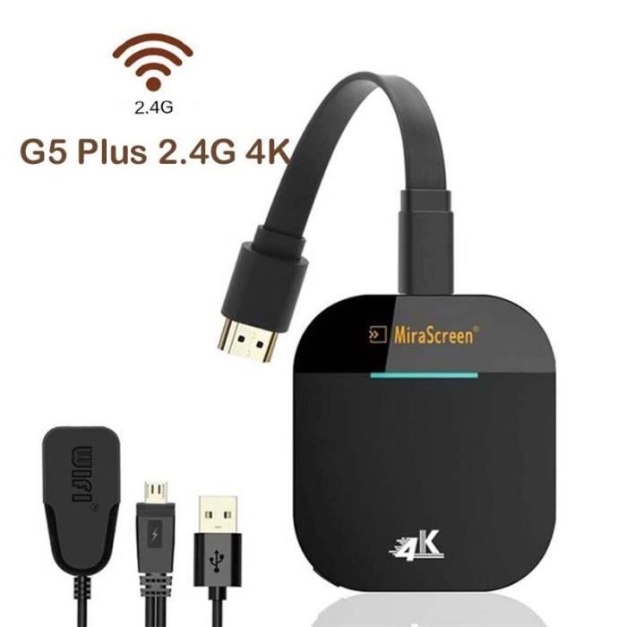 Récepteurdécodeur,clé TV G5 Plus, 4K, HDMI, wifi, Dongle sans fil pour télévision, Miracast