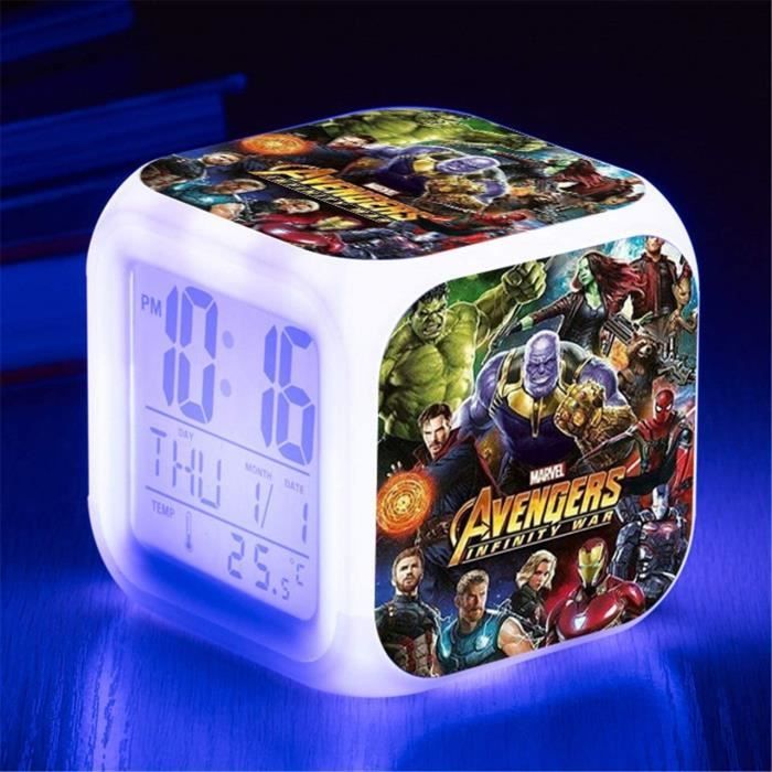 Des gamins LED Numérique Anime Réveil 7 couleurs Dessin animé Chambre Mignonne Réveil Mini Voyage Réveil Fans de cinéma Réveil Cadeau d/'anniversaire pour Enfants Garçons Les filles Les adolescents