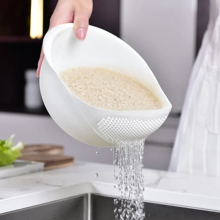 Passoire à riz en plastique pour légumes, passoire de cuisine avec trou  dense, égouttoirs latéraux pour laver le riz, le quinoa, les légumes, les