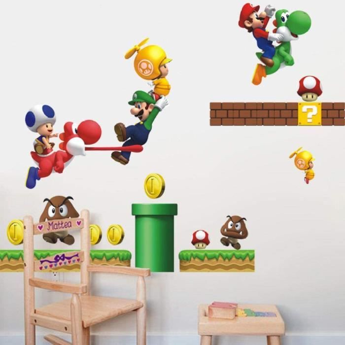 Autocollant Mural Mario 3D World En Vinyle Amovible - Décor Gamer - Marque Oracal - Neuf Sous Emballage