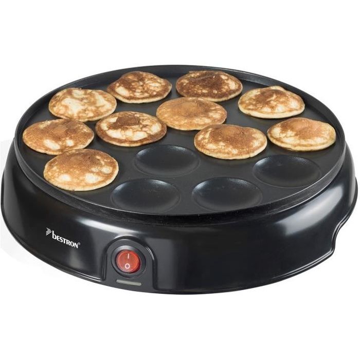 Machine à Poffertjes Bestron APFM700Z 800W Noir - Spécialité Hollandaise en 14 Parties Brun Doré