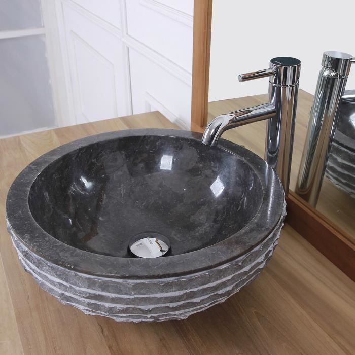 Vasque Bol Rude En Pierre De Marbre Noir Achat Vente Lavabo