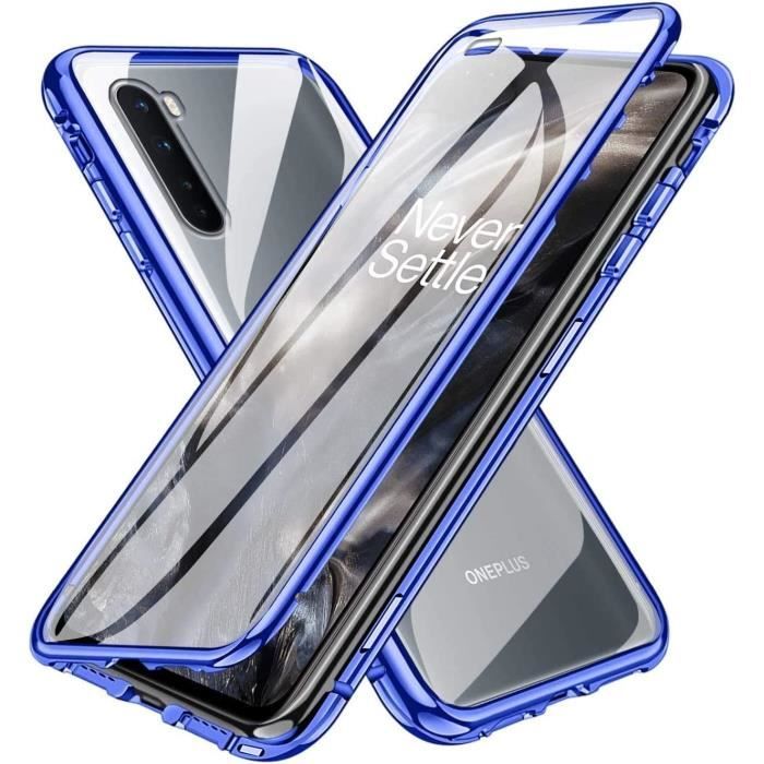 Coque OnePlus Nord 5G Adsorption Magnétique Métal Frame Transparent Avant et Arrière Verre