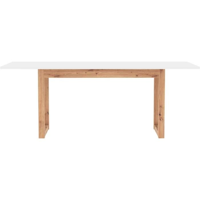 Table à manger - DENVER - Extensible - 10 personnes - Chêne artisan / Blanc - 160- 200 x 90 x 75 cm
