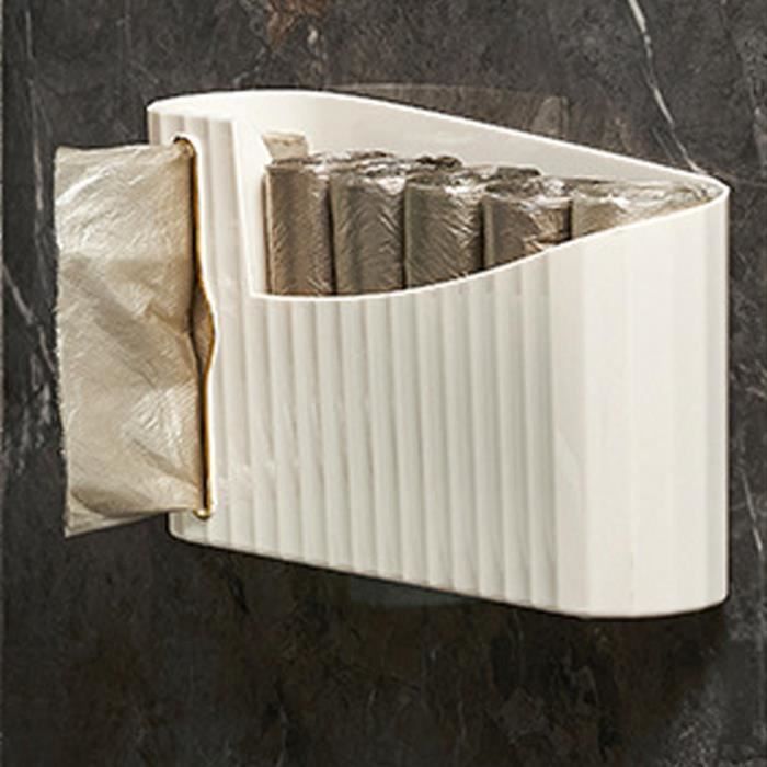 VFFNFF Lot De 4 Distributeurs De Sacs Poubelle Pour Armoire - Support Mural Blanc Sans Perçage | Idéal Cuisine, Garde-Manger, Salle De Bain