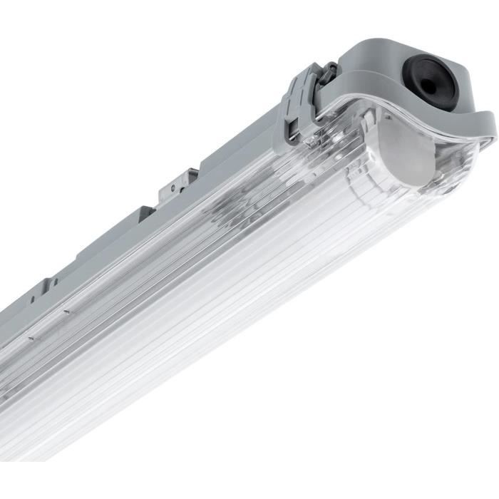 LEDKIA LIGHTING - Réglette Étanche Slim 60cm | IP65 | Compatible Avec 2 Tubes LED T8 (NO Inclus) | Intérieure/Extérieure, Polycarbonate