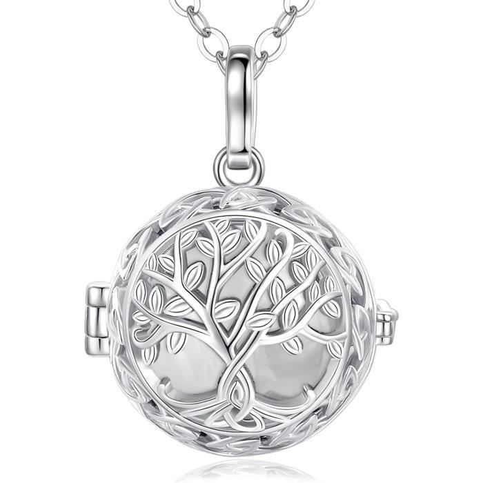 TRA-Collier Bola De Grossesse, Argent Pendentif Boule Carillon, Bijoux