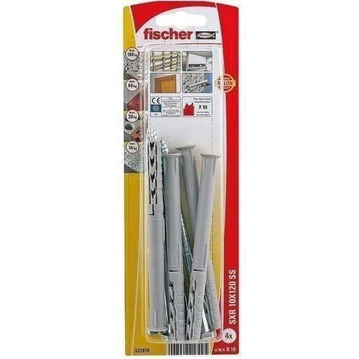 FISCHER - Cheville sxr rallongée 10x120 blister de 4