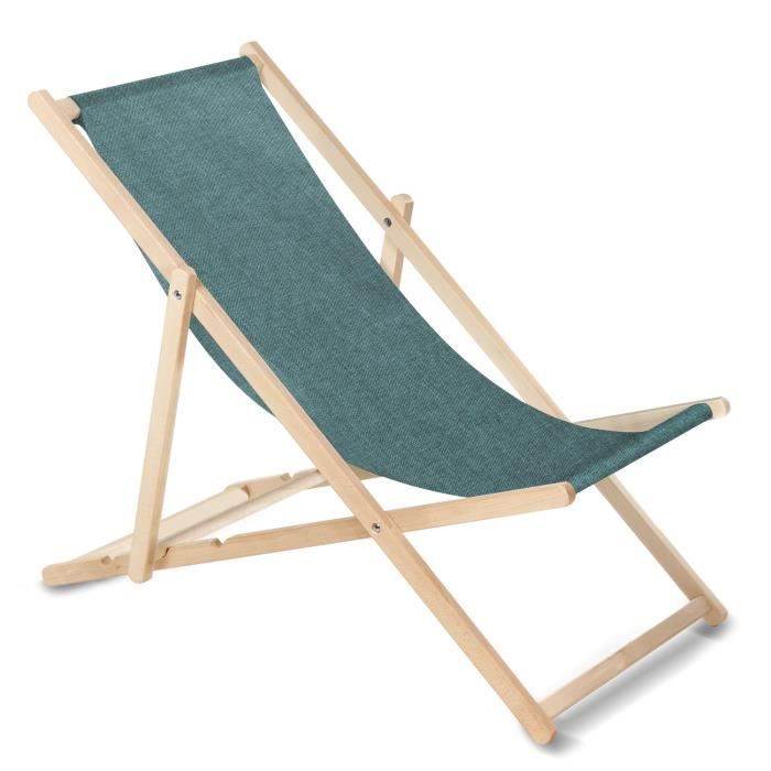 Chaise longue de jardin en bois Transat GreenBlue GB183M Melange turquoise