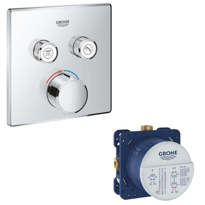 Grohe Mitigeur douche encastrable Grohtherm cube 2 sorties et corps d