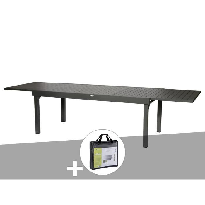 Table Extensible Rectangulaire Alu Piazza 10 12 Places Graphite