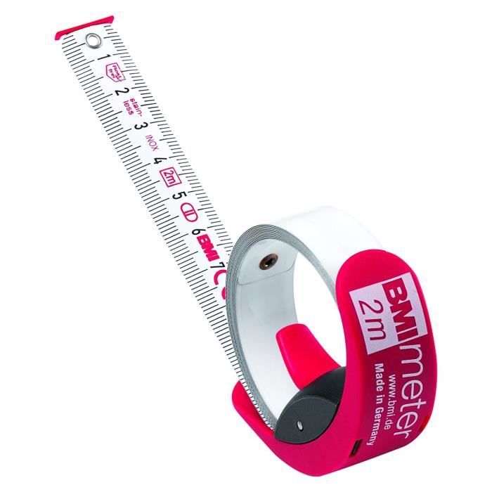 Mètre Ruban De Poche BMI - 3 Mètres - Graduation Mm - Avec Clip Ceinture - Multicolore