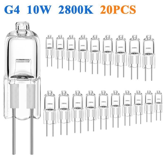 20PCS Ampoule Halogene G4 12V 10W,Ampoule G4,Dimmable,2800K Blanc Chaud