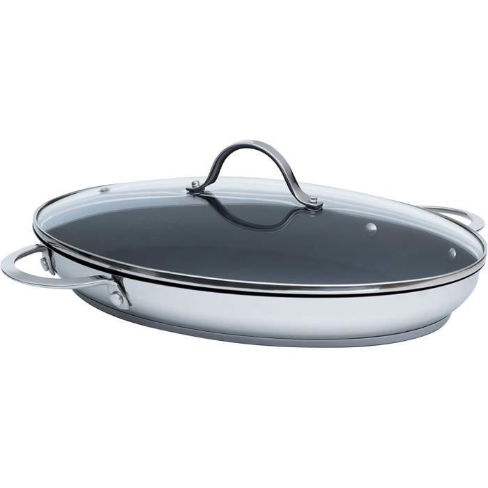 Poêle à poisson - Kelomat 3540-383 - Acier inoxydable - 38 x 26 cm - Antiadhésif renforcé
