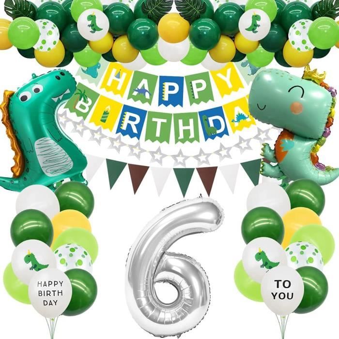 Décorations de fête d'anniversaire de dinosaure et Kit de guirlande en arc de ballons pour célébration de douche de fête d'enfant sur le thème de Dino