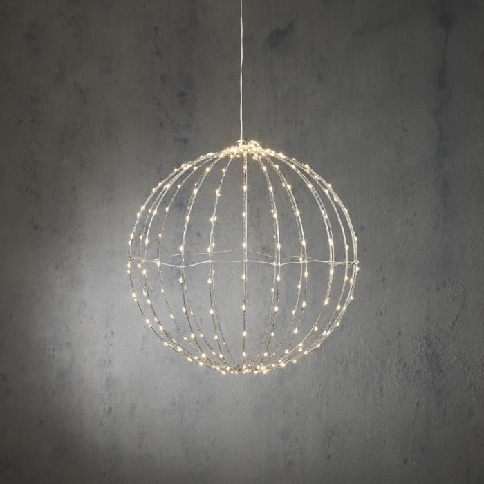 boule lumineuse d'extérieur led blanc classique - luca lighting - ø40 cm - argent