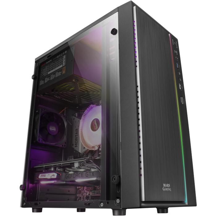 Boîtier Mini Tour - MARS GAMING - MCM RGB - Noir - Panneau Vitré - Ventilateur 80 mm