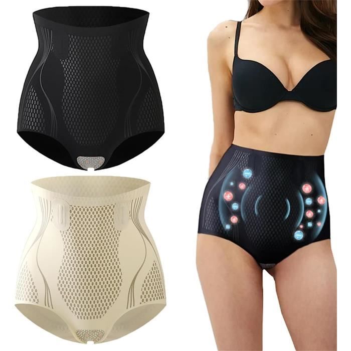 Baicloud Short façonnant de réparation en fibre ionique de soie glacée 2023, sous-vêtement façonnant les ions pour femme (2XL (220 Ibs-260 kg), noir), Noir/blanc