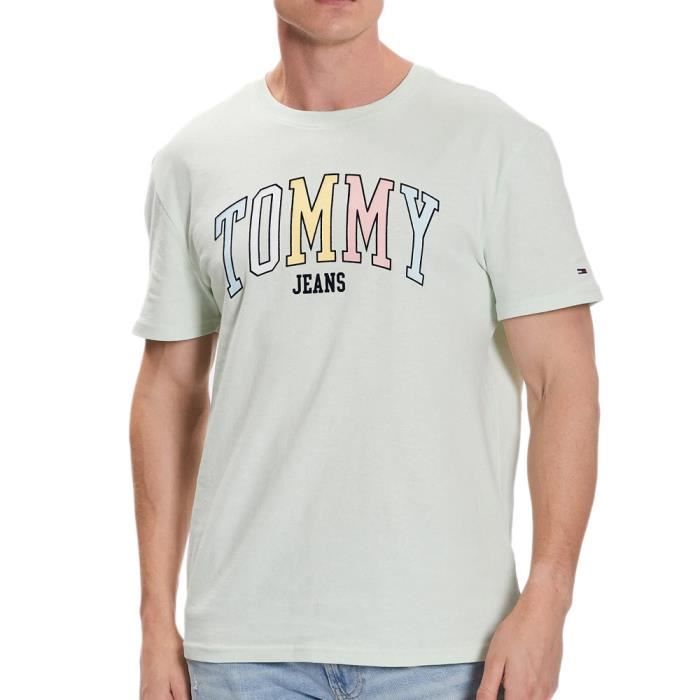 T shirt Vert D eau Tommy Hilfiger College Pop Green Cdiscount