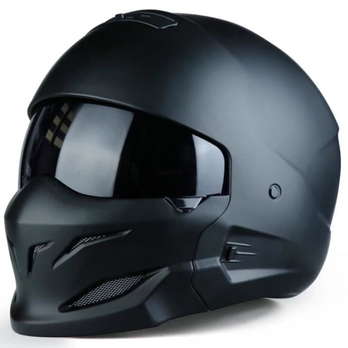 Casque De Moto Demi-Crâne Rétro Exquis Noir Mat - Casque Demi-Visage FRP Pour Motards Passionnés