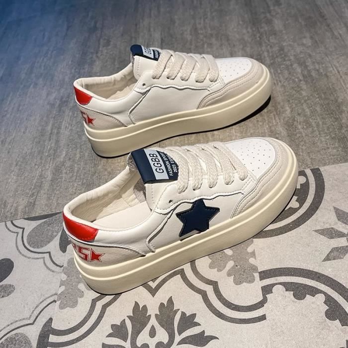INSFITY Basket Femme INSFITY - Automne Printemps en Cuir Confortable - Bleu