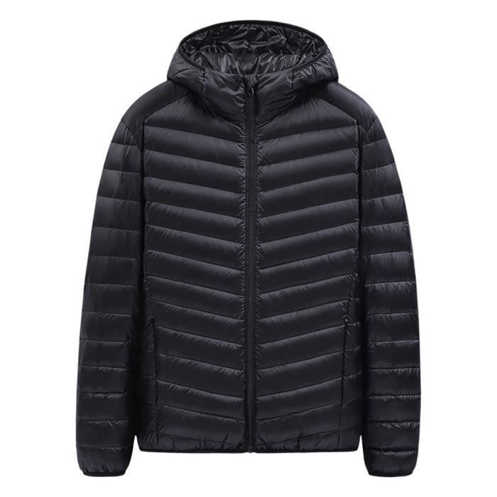 Hiver Homme Doudoune Manches Longues Col Capuche Casual Noir Noir