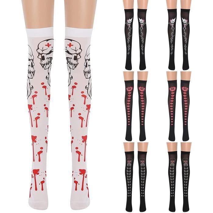 1 Paires Halloween Chaussettes Femmes Bas Haut De Cuisse En Soie Pour  Femmes Chaussettes En Nylon Pour Costume De Cosplay D'h[174] Rouge -  Cdiscount Prêt-À-Porter
