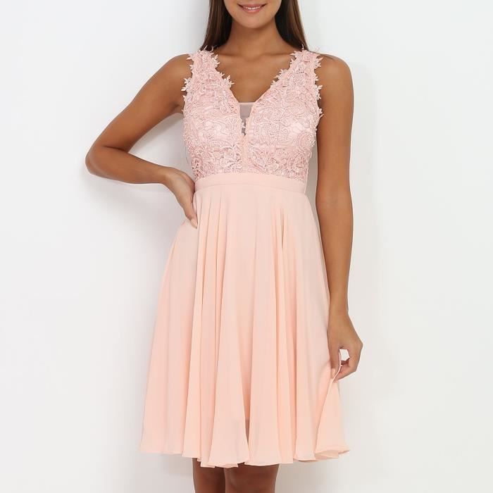 Robe rose patineuse avec broderie et perles Rose Cdiscount Pret a Porter