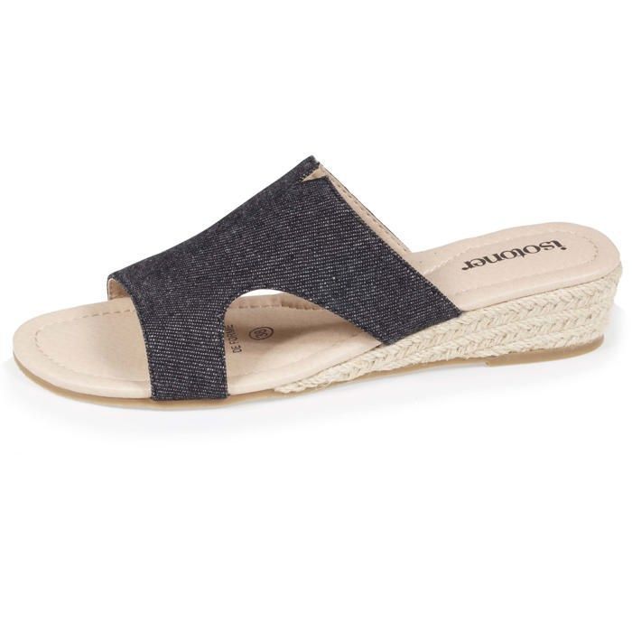 Isotoner Mules claquettes compens e noir femme Noir Cdiscount