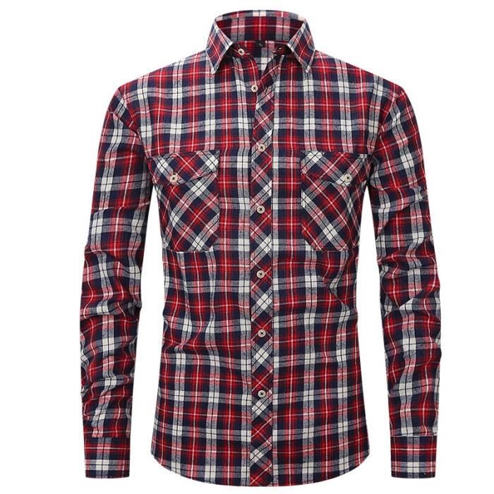 chemise a carreaux homme rouge chemise manches longues à carreaux JN638 HOMME
