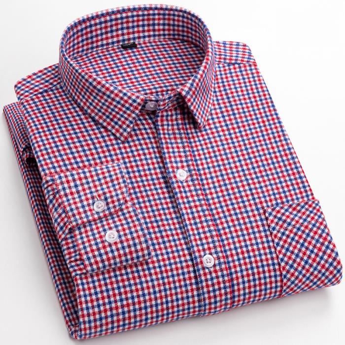 Chemise Columbia Homme Manches Courtes à Carreaux Rouge Rose Blanc - Taille XXL En Coton